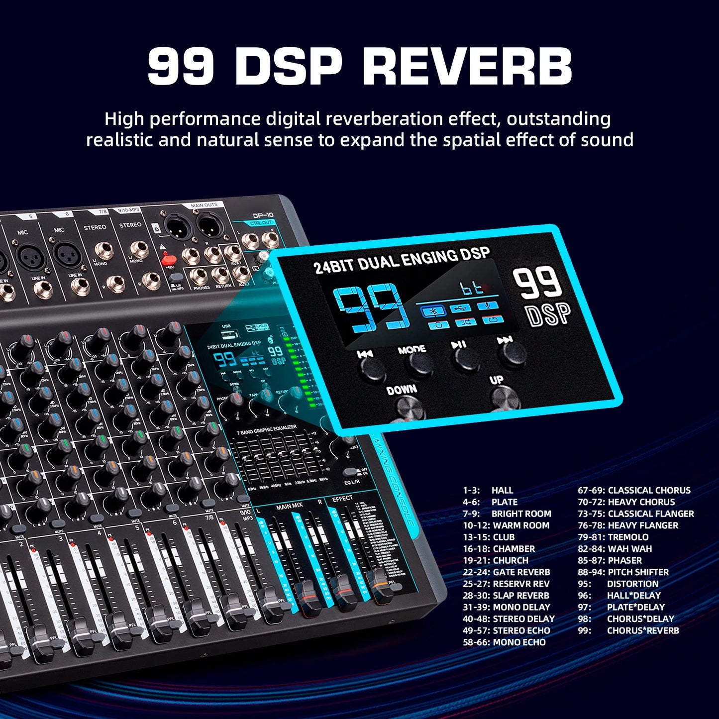 IKGE DP-10 Audio Mixer 10 Channel Bluetooth DJ Controller