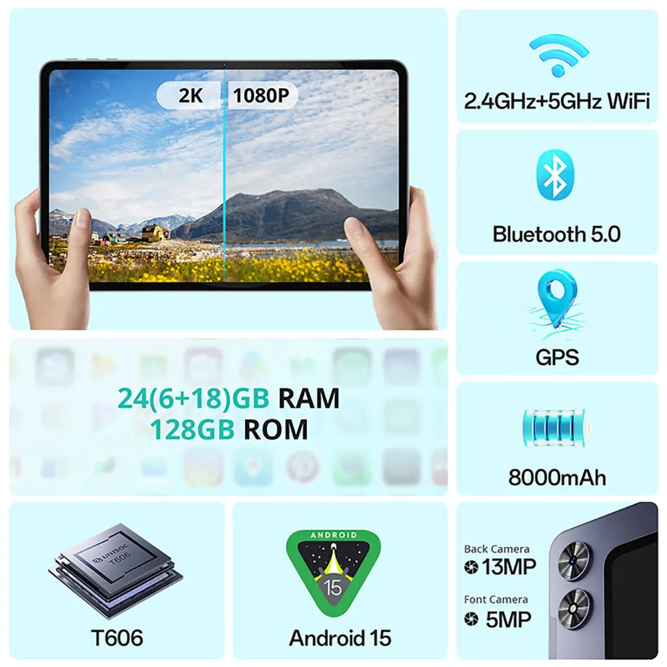 SVITOO 12 Inch Android Tablet 24GB 128GB Dual Camera 2K Display