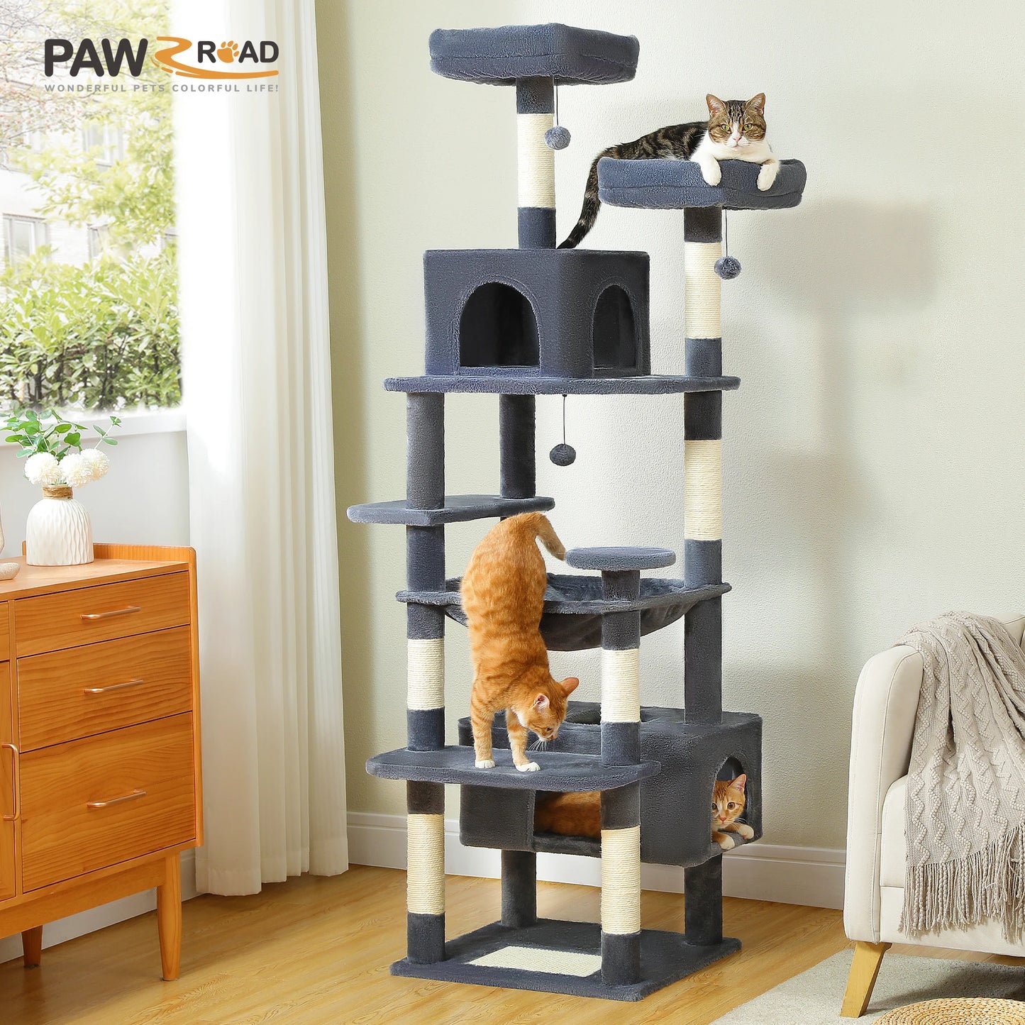Large Indoor Cat Tree Tower With Sisal Scratching Posts
