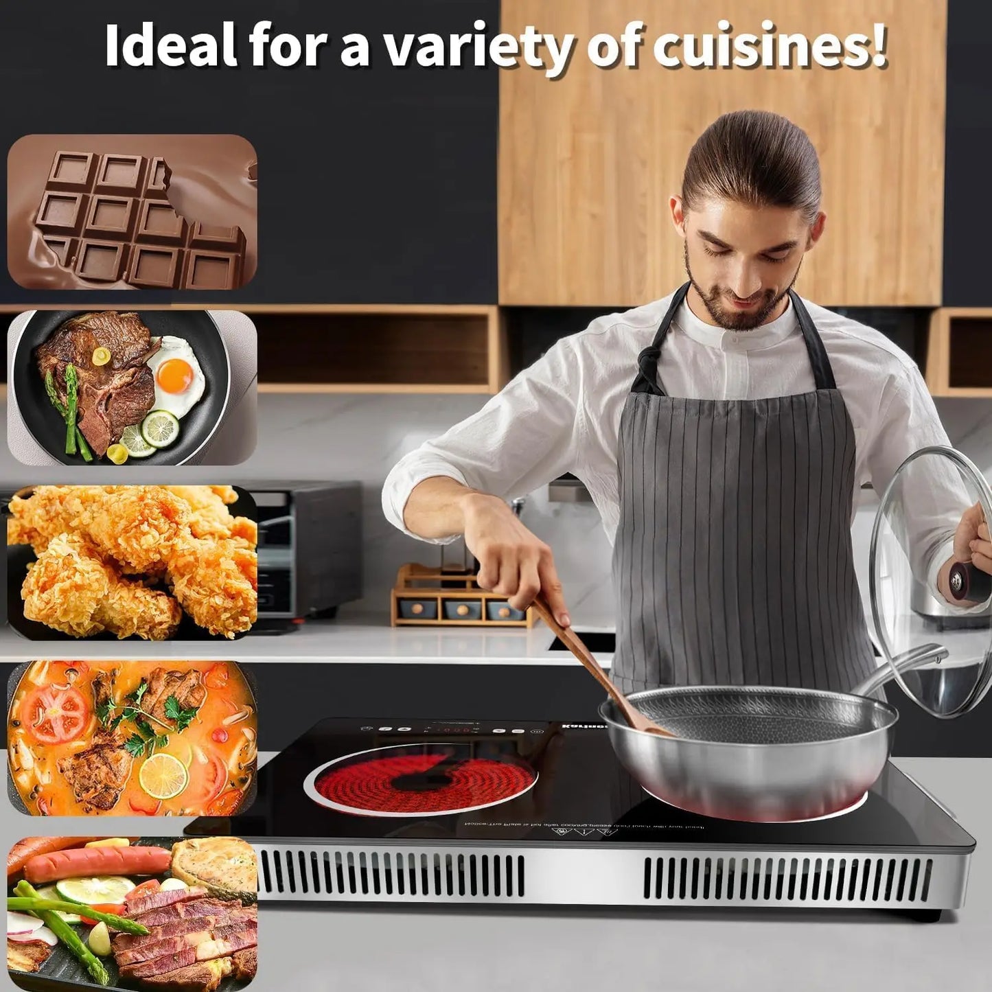 Karinear Dual Burner Ceramic Hob 3200W Safety Lock Compact