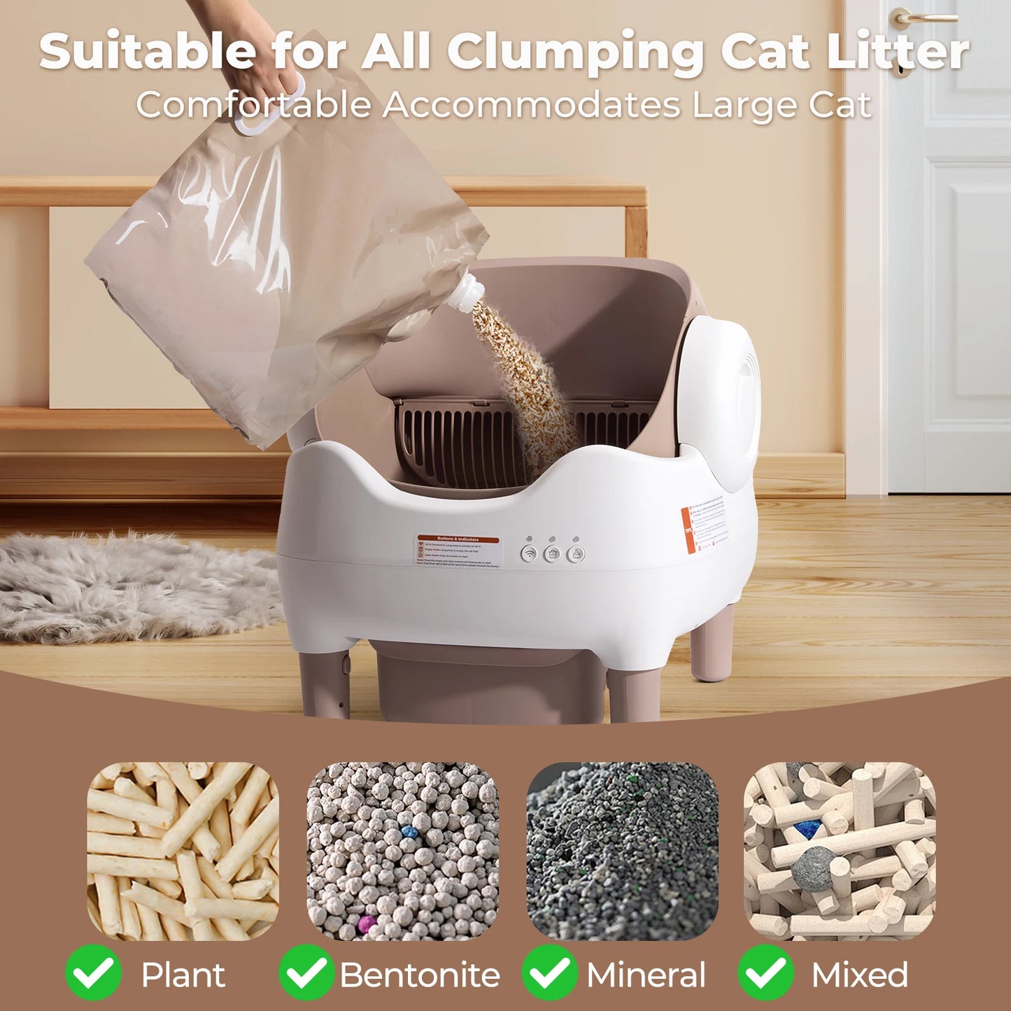 Automatic Self Cleaning Cat Litter Box With App Control