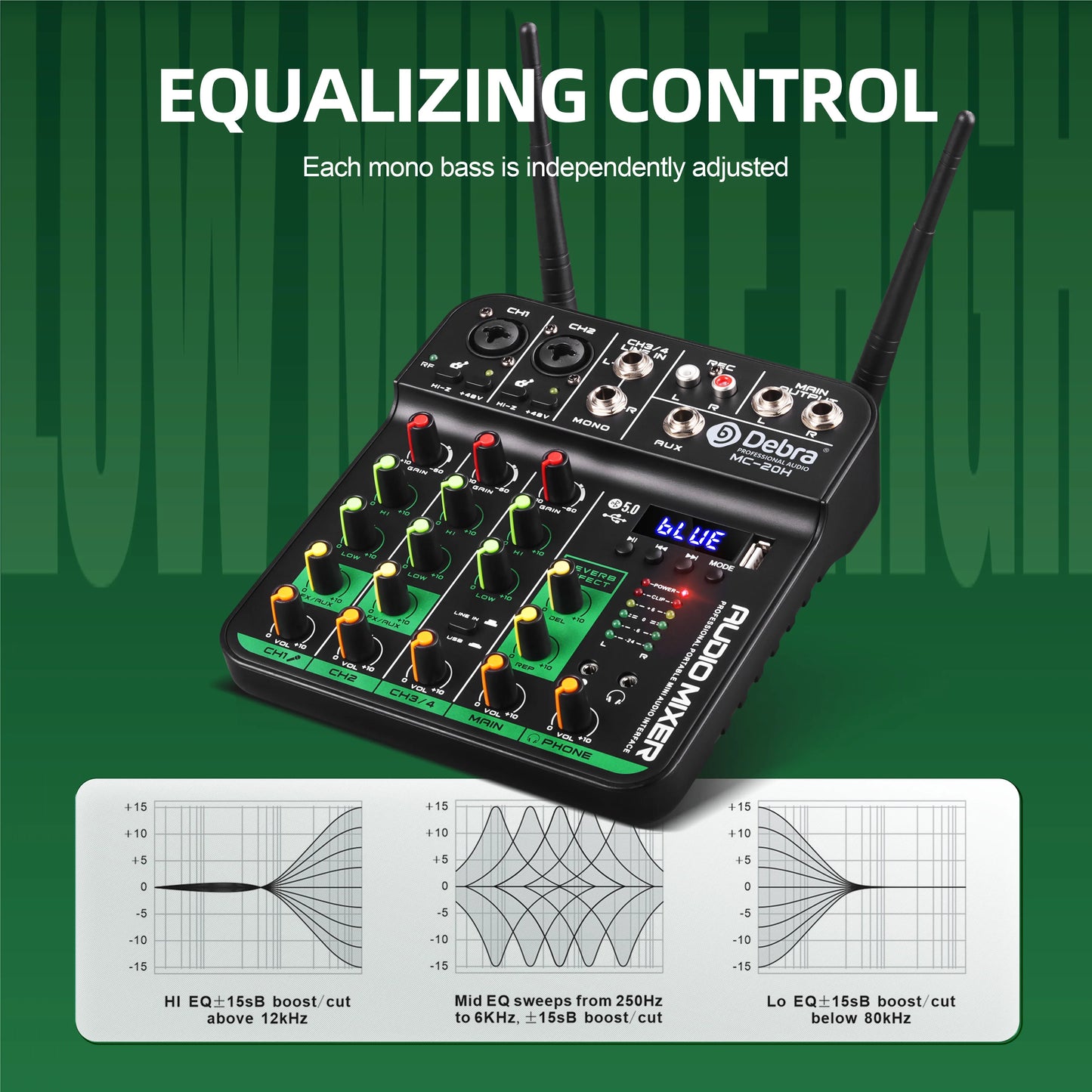 Debra 4 Channel Wireless Audio Mixer with Bluetooth Function