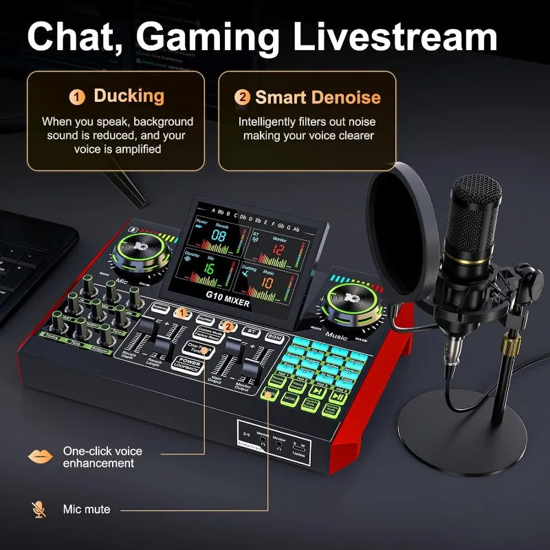 Podcast Microphone Bundle with Audio Mixer for Streaming