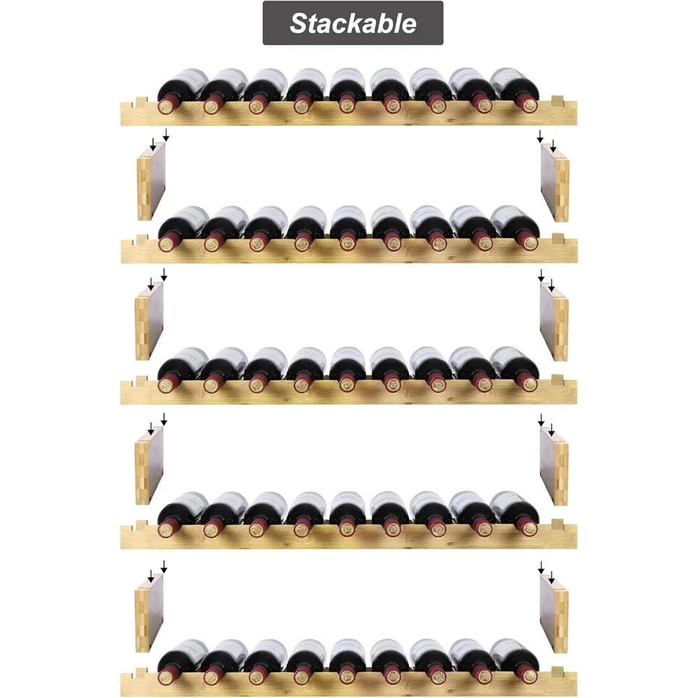 Finnhomy 45 Bottle 5 Tier Natural Bamboo Wine Rack Display