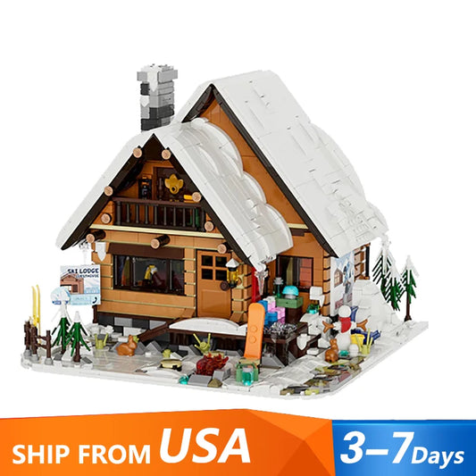 Snow Hut Christmas Ski Chalet Set With LED Model 2187 Pieces