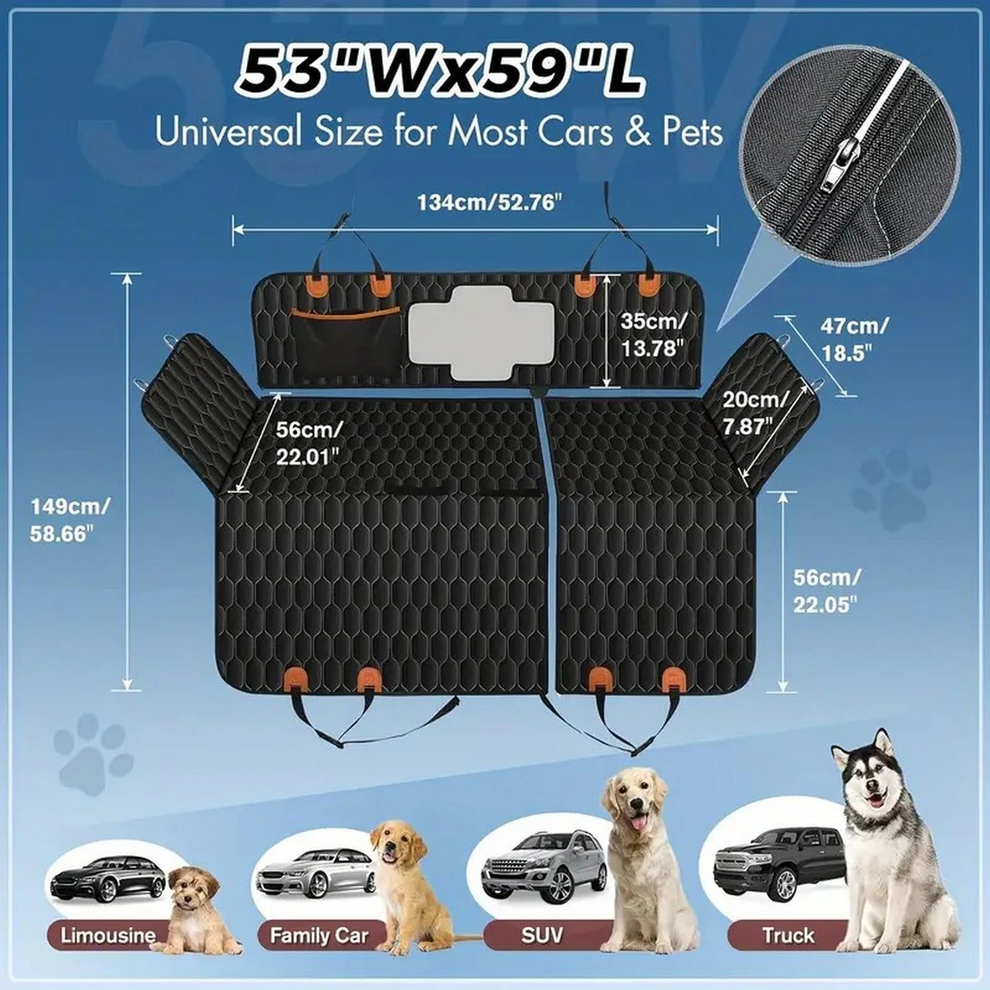 Waterproof Dog Rear Seat Cover With Side Wings Protector