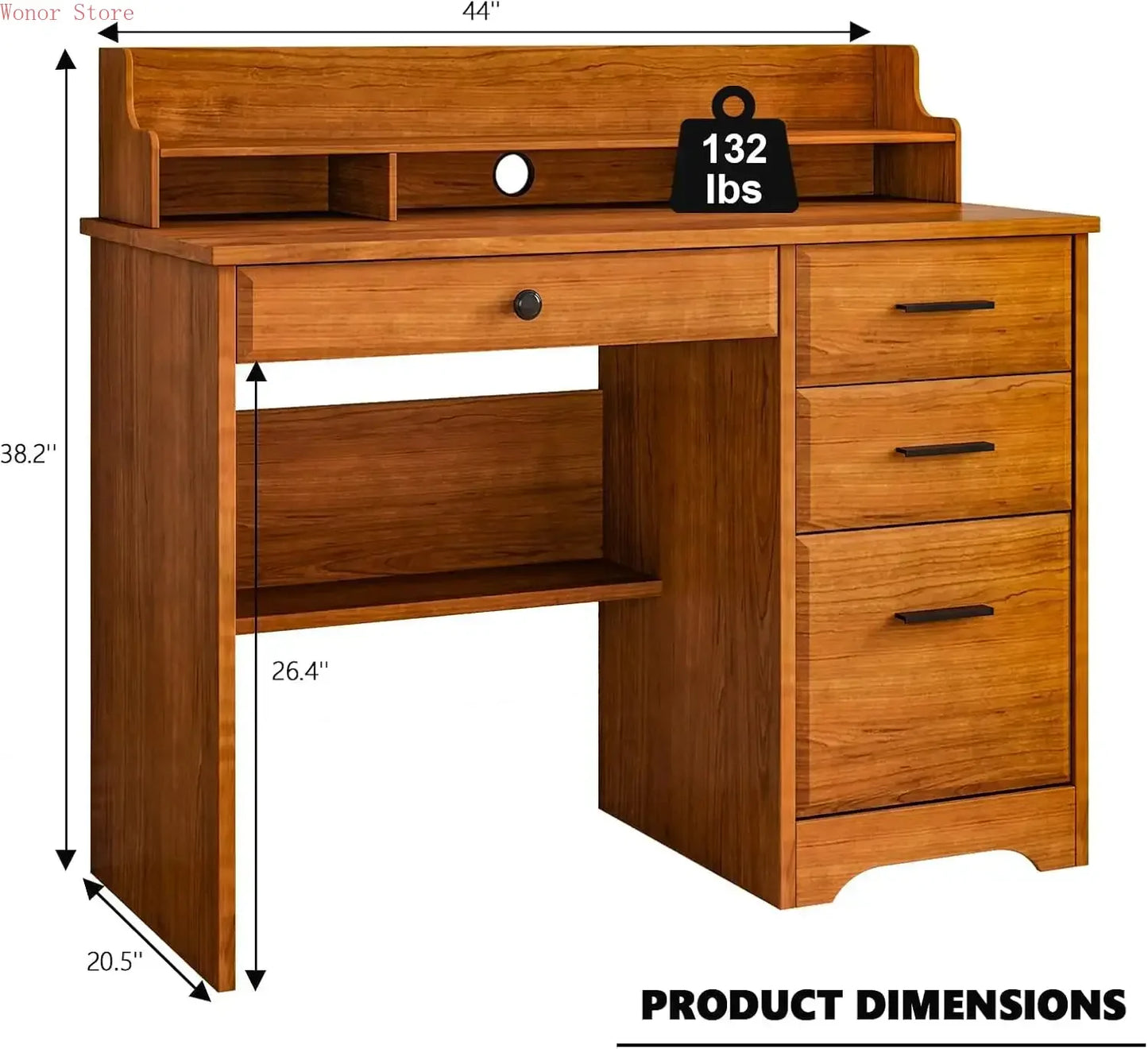 Compact Computer Desk With Drawers And Monitor Stand