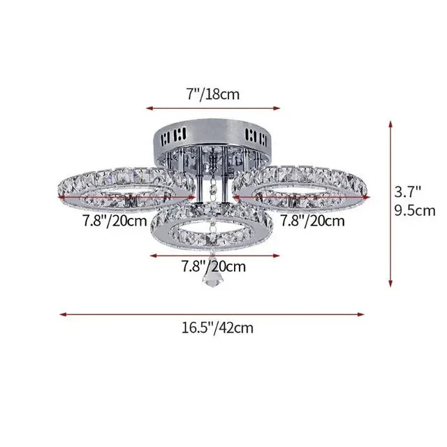 Modern Crystal Chandelier Flush Mount Ceiling Light Fixture