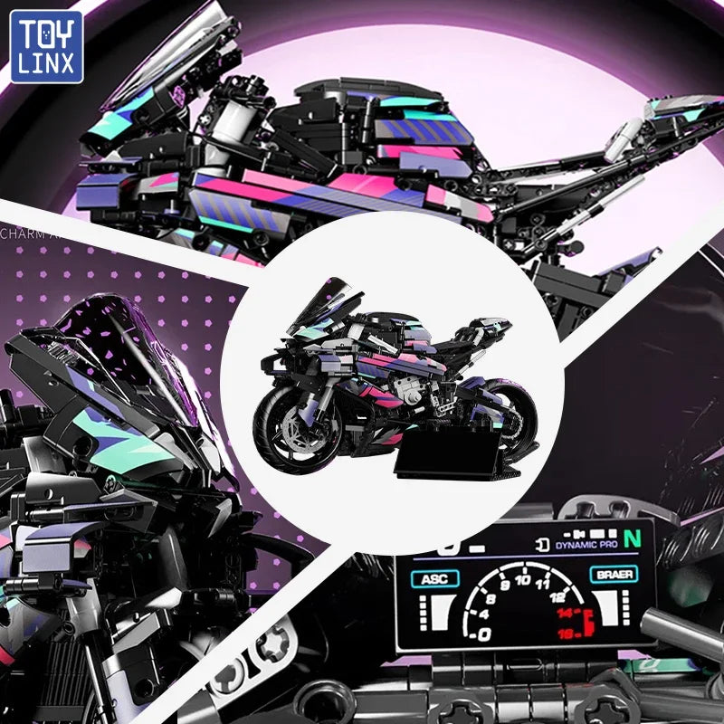 Bbox 1920 Piece Large ABS Motorcycle Building Block Model For Collectors Desktop Decor And Stress Relief