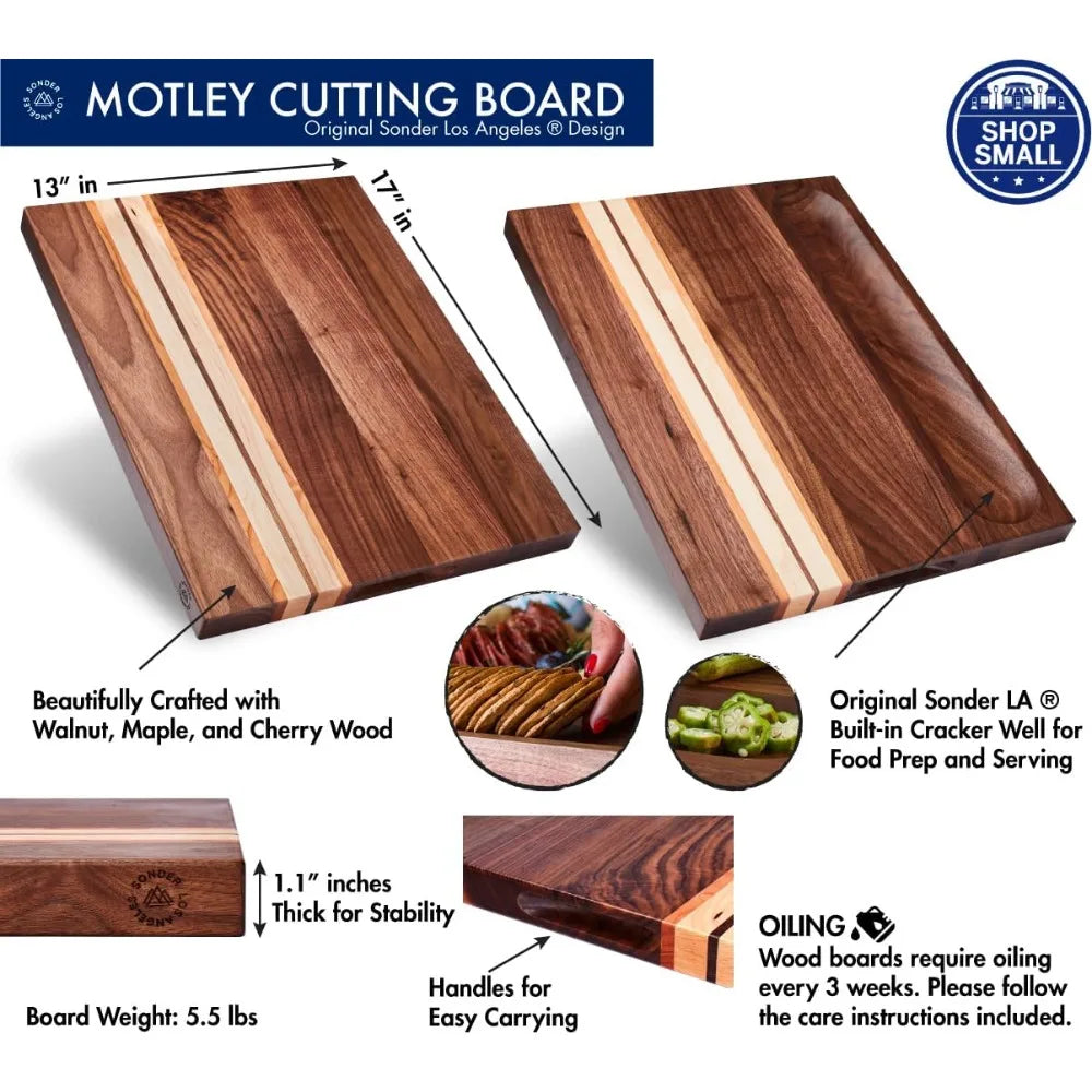 Walnut Cherry Maple Wood Cutting Board Sorting Compartment