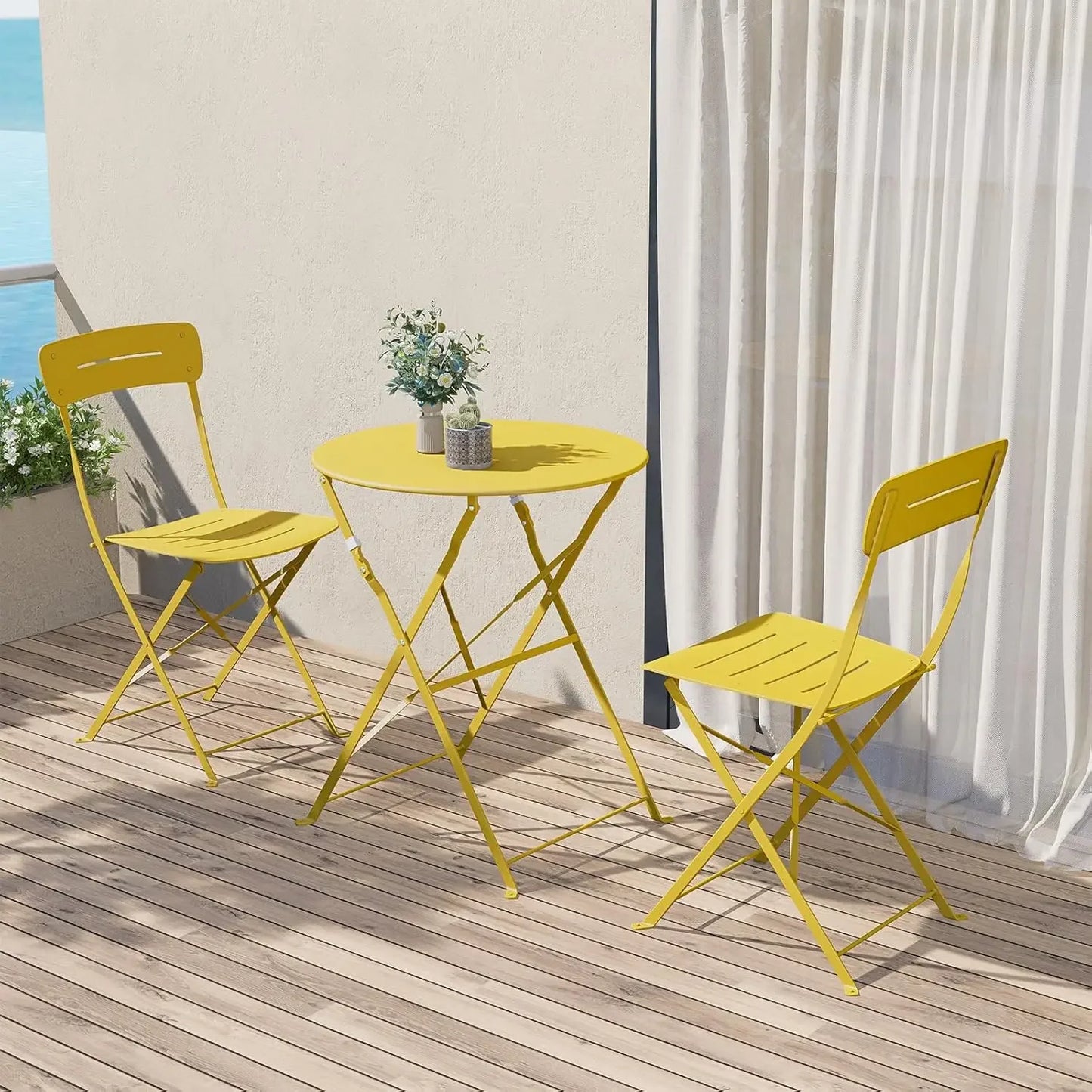 Premium Frame Patio Bistro Set Colorful Folding Furniture