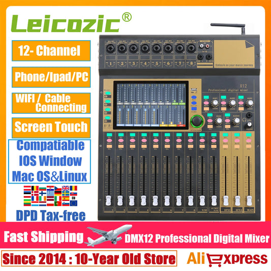 Leicozic 12 Channel Digital Mixer with Dual DSP Effects