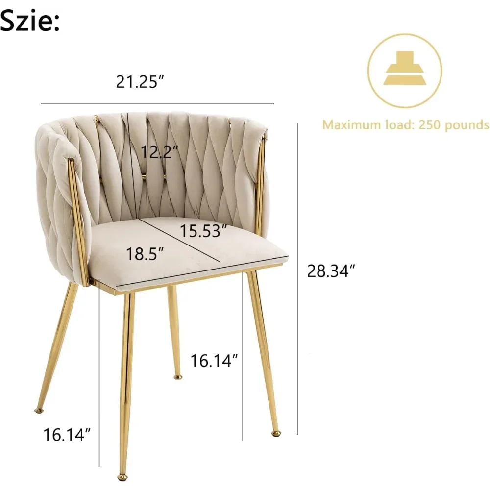 Velvet Dining Chairs Set Of 2 With Gold Metal Legs Modern