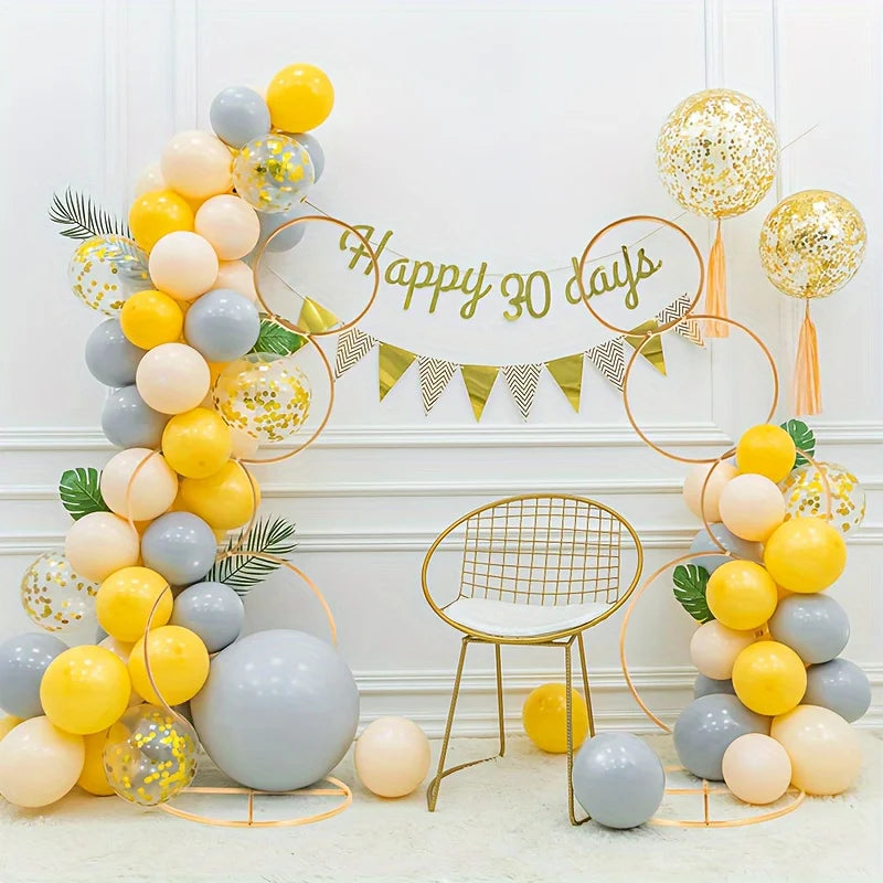 Two-Piece 5ft Round Gold Metal Flower Arch Frame Set For Wedding Backdrop And Party Photo Booth
