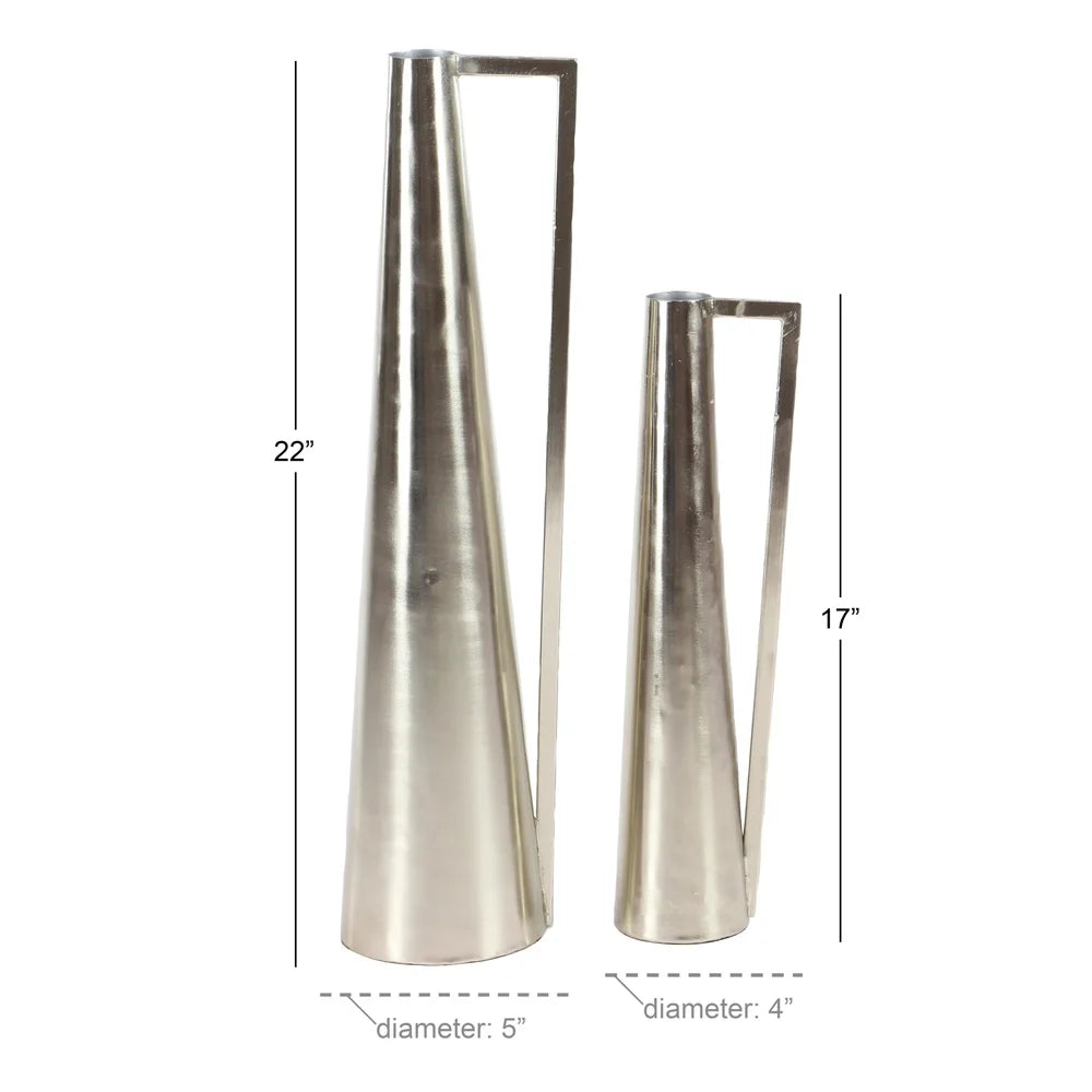 Two Piece Metal Vase Set With Handles For Centerpiece