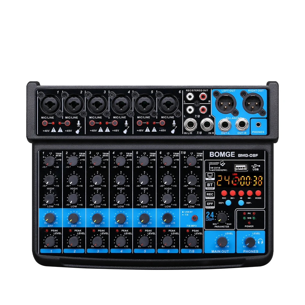 TAVOSOP 8 Channel Audio Mixer with Bluetooth and USB Recording