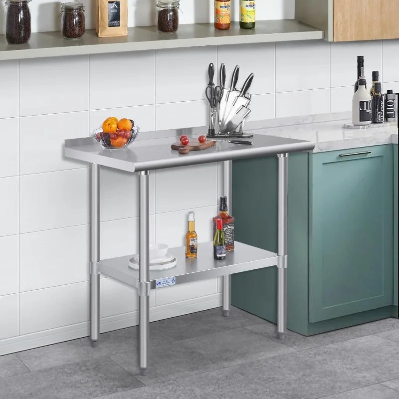 NSF Heavy Duty Work Table 30x48 With Undershelf Backsplash