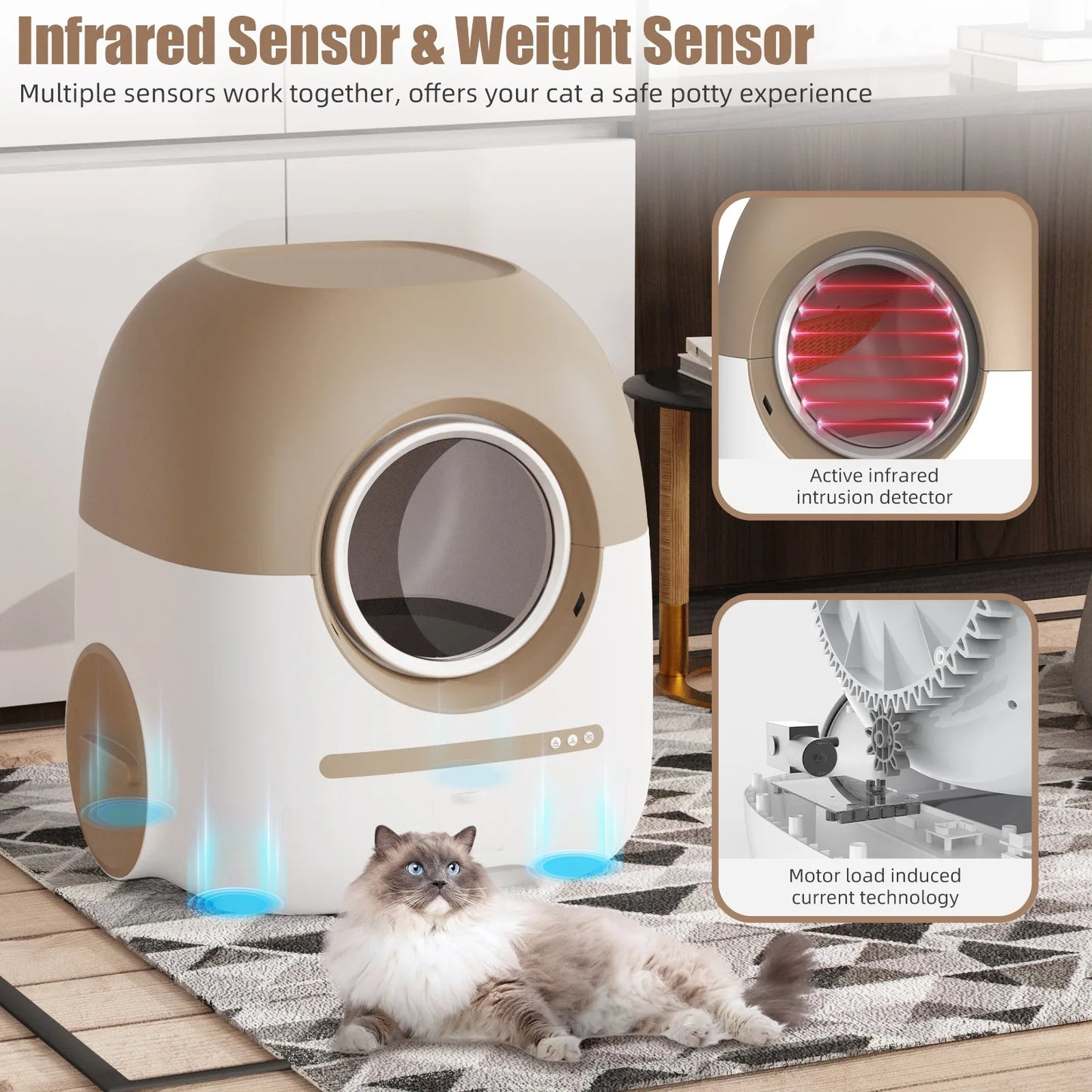 Automatic Cat Litter Box Robot With Self Cleaning WiFi App