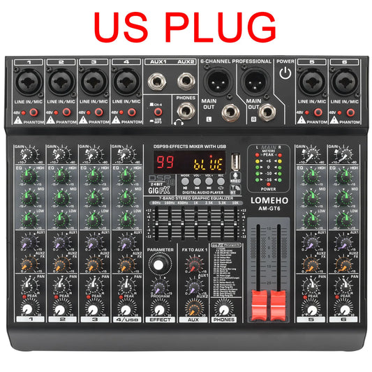 LOMEHO 7 Band EQ Audio Mixer 6 8 Channel DJ Console
