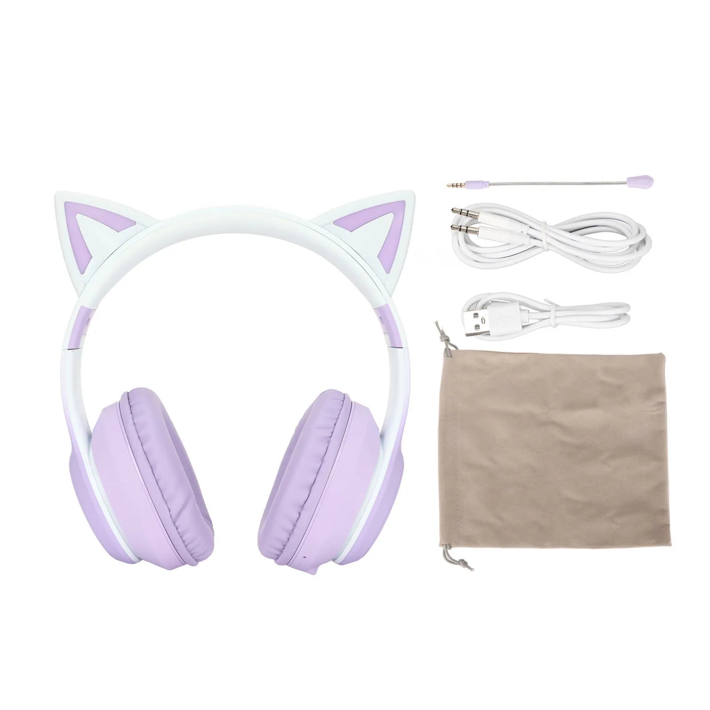 Cat Ear Bluetooth Headset with Detachable Microphone