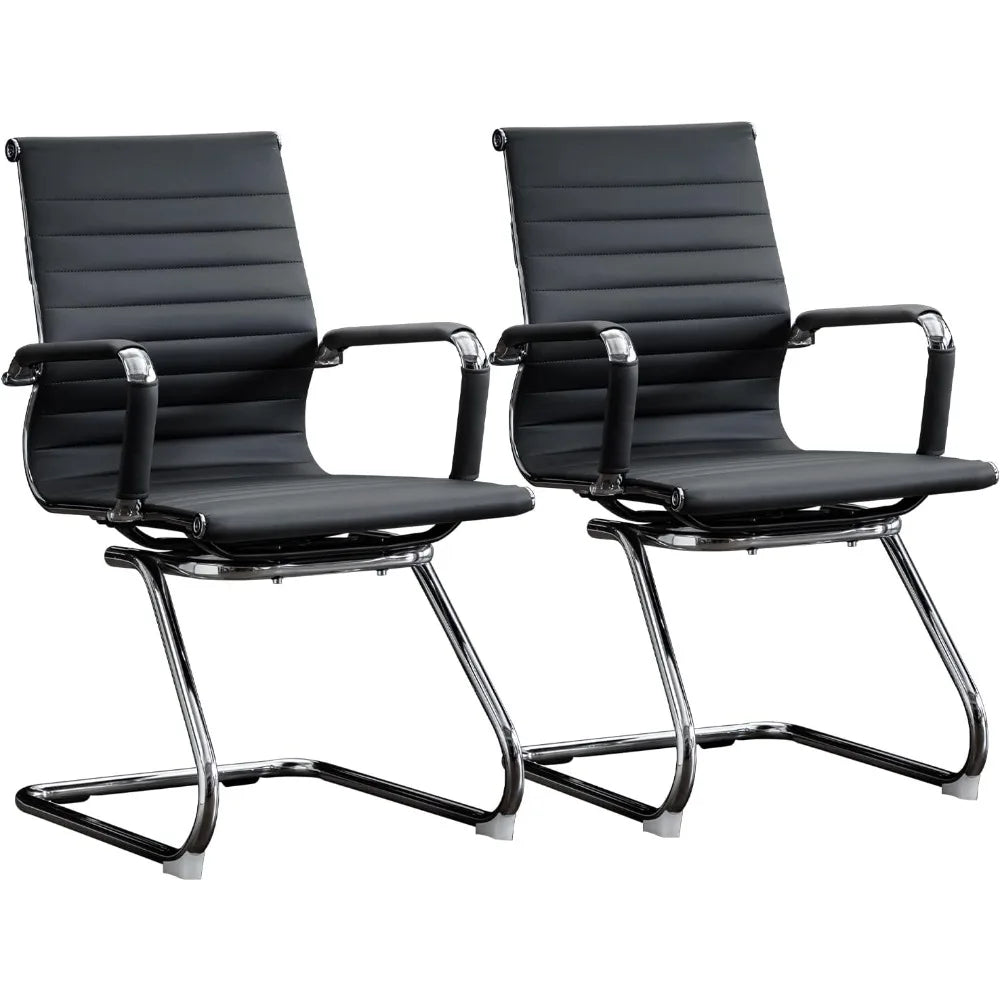 Modern Leather Office Chair Set Of 2 For Reception Rooms