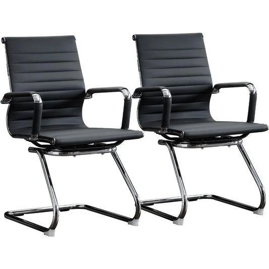 Modern Leather Office Guest Chairs 2 Pack for Waiting Room