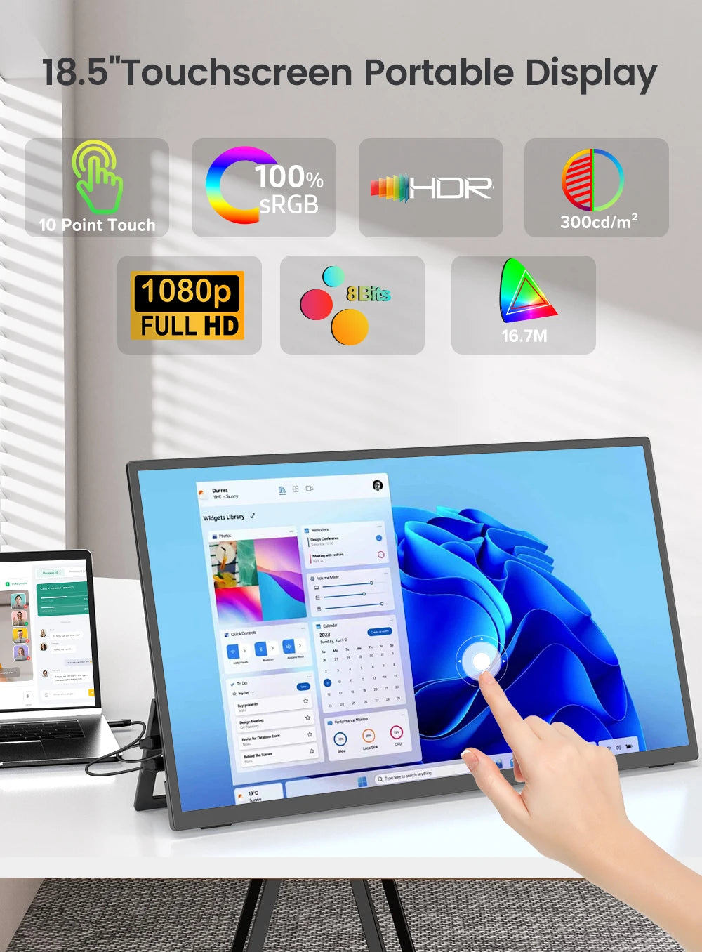UPERFECT 18.5 Inch 120Hz Touchscreen Portable Monitor VESA