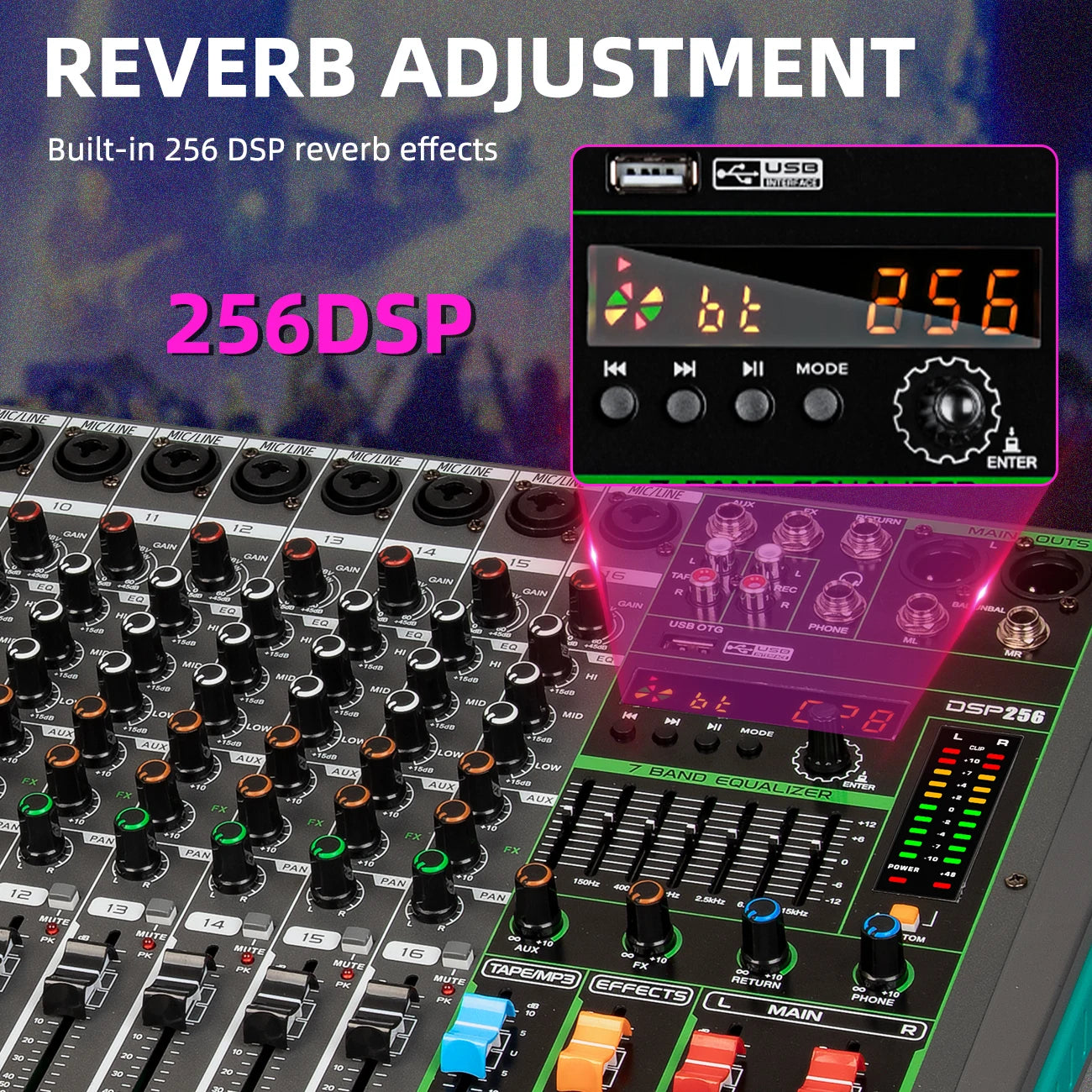 16 Channels DJ Mixer with 256 DSP Effects and USB Connectivity