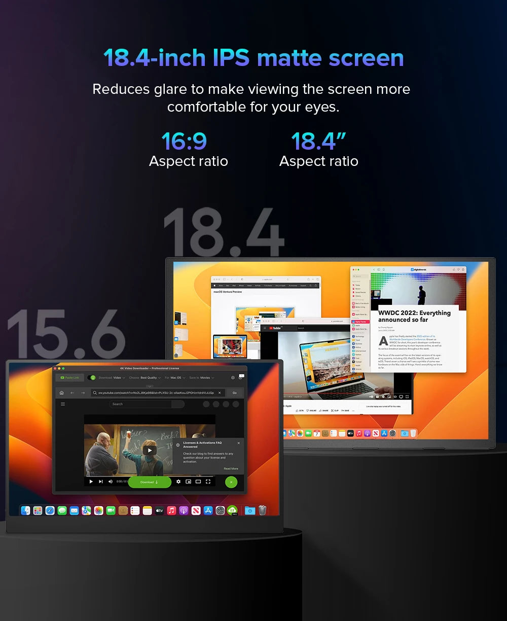 Eviciv T118 18 Inch 4K Portable Gaming Monitor Kickstand