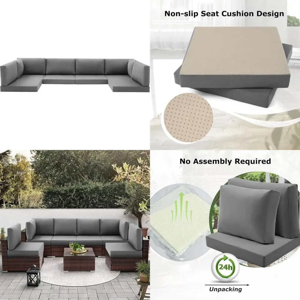Water Resistant 14 Cushion Set for 6 Seat Outdoor Sofa