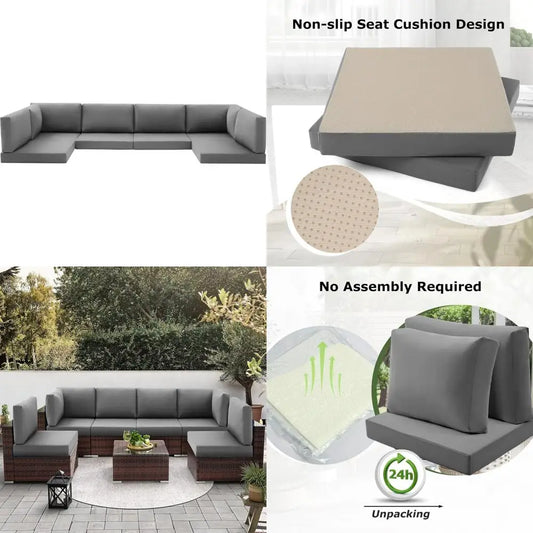 Water Resistant 14 Cushion Set for 6 Seat Outdoor Sofa