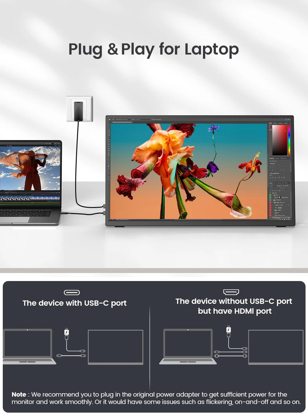 UPERFECT 18.5 Inch 120Hz Touchscreen Portable Monitor VESA