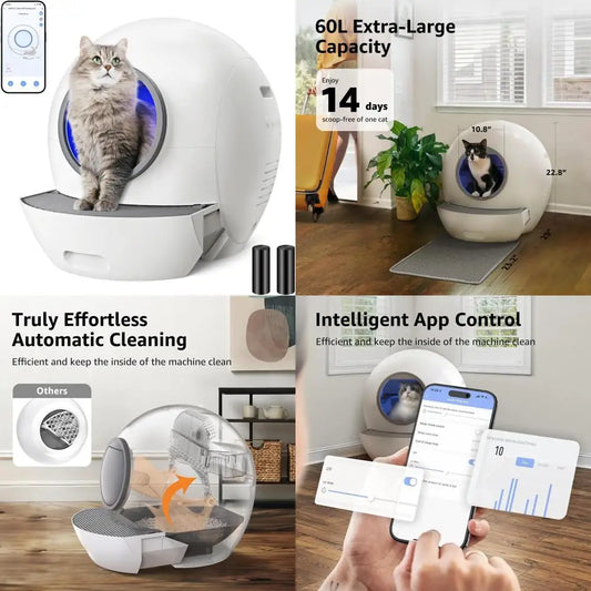 Extra Large 60L Automatic Self Cleaning Litter Box For Cats