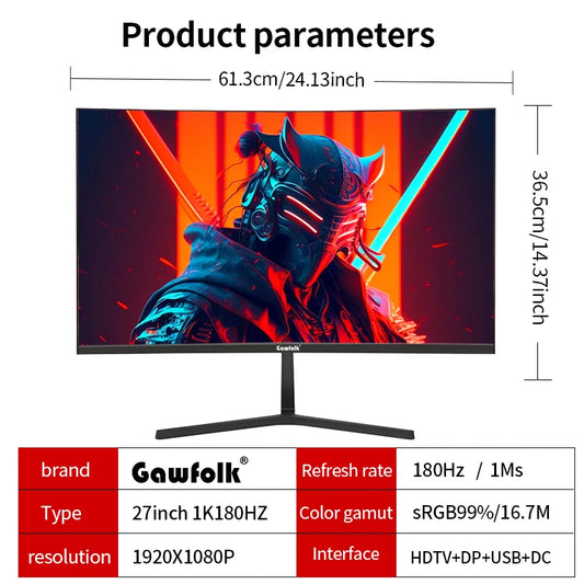 27 Inch Curved Gaming Monitor 144Hz FreeSync HDMI DP