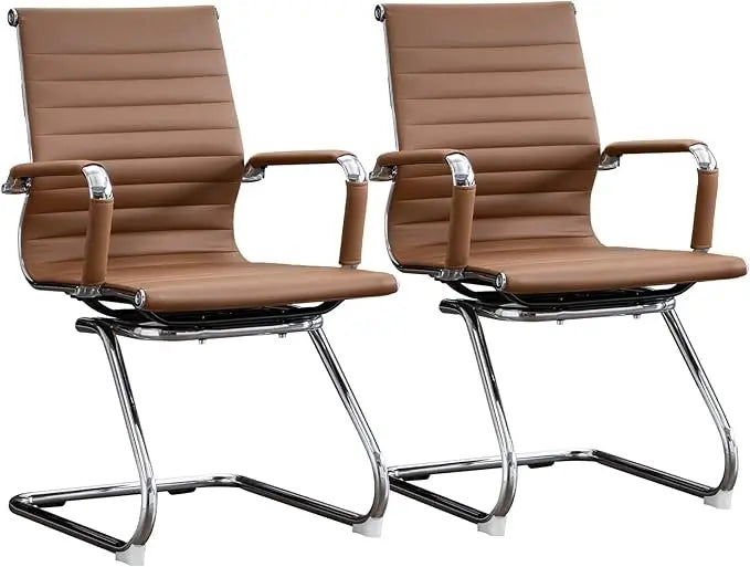 Modern Leather Office Guest Chairs 2 Pack for Waiting Room