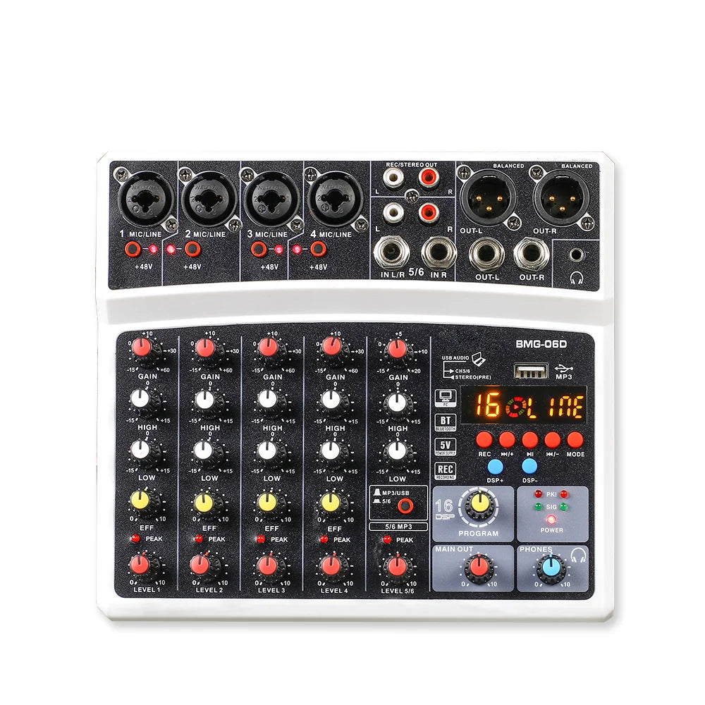 BOMGE Wireless 6 Channel Audio Mixer USB Sound Card
