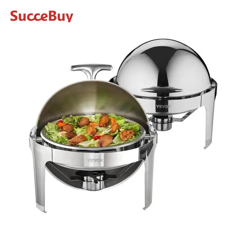 SucceBuy Roll Top Chafing Dish 6 Qt 2 Pack Stainless Steel