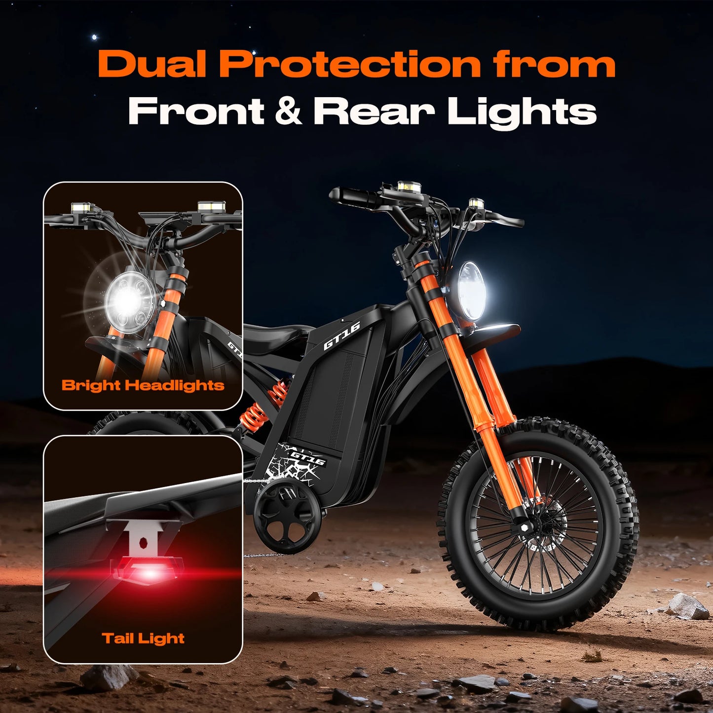 GT16 1500W Electric Motorcycle With 48V 25Ah Battery 65 Miles All Terrain Range