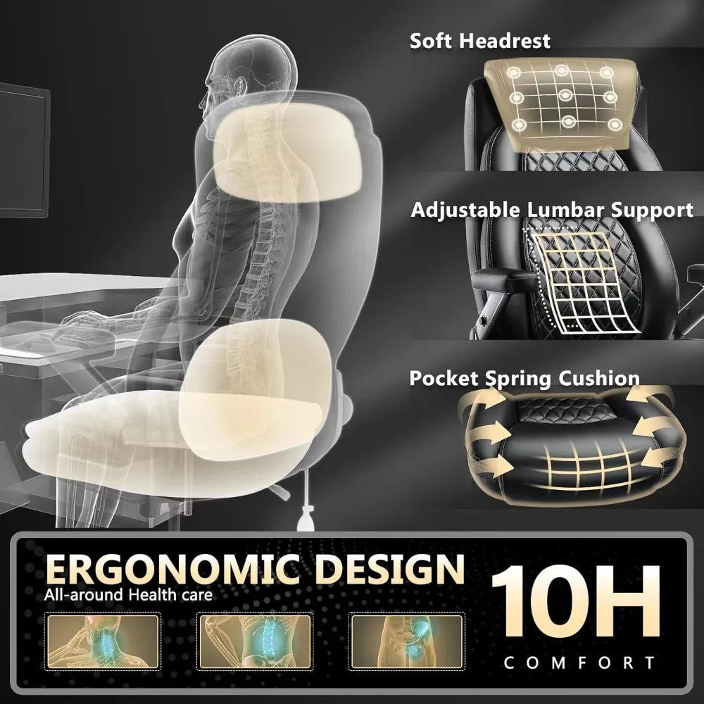 600 Lbs Heavy Duty Big And Tall Office Chair With Flip Arms