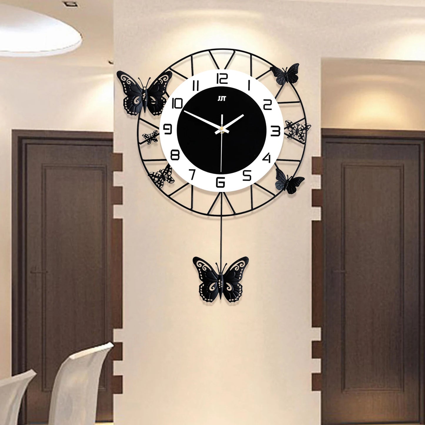 20 Inch Modern Round Butterfly Wall Clock for Home Decor - Antland Marketplace