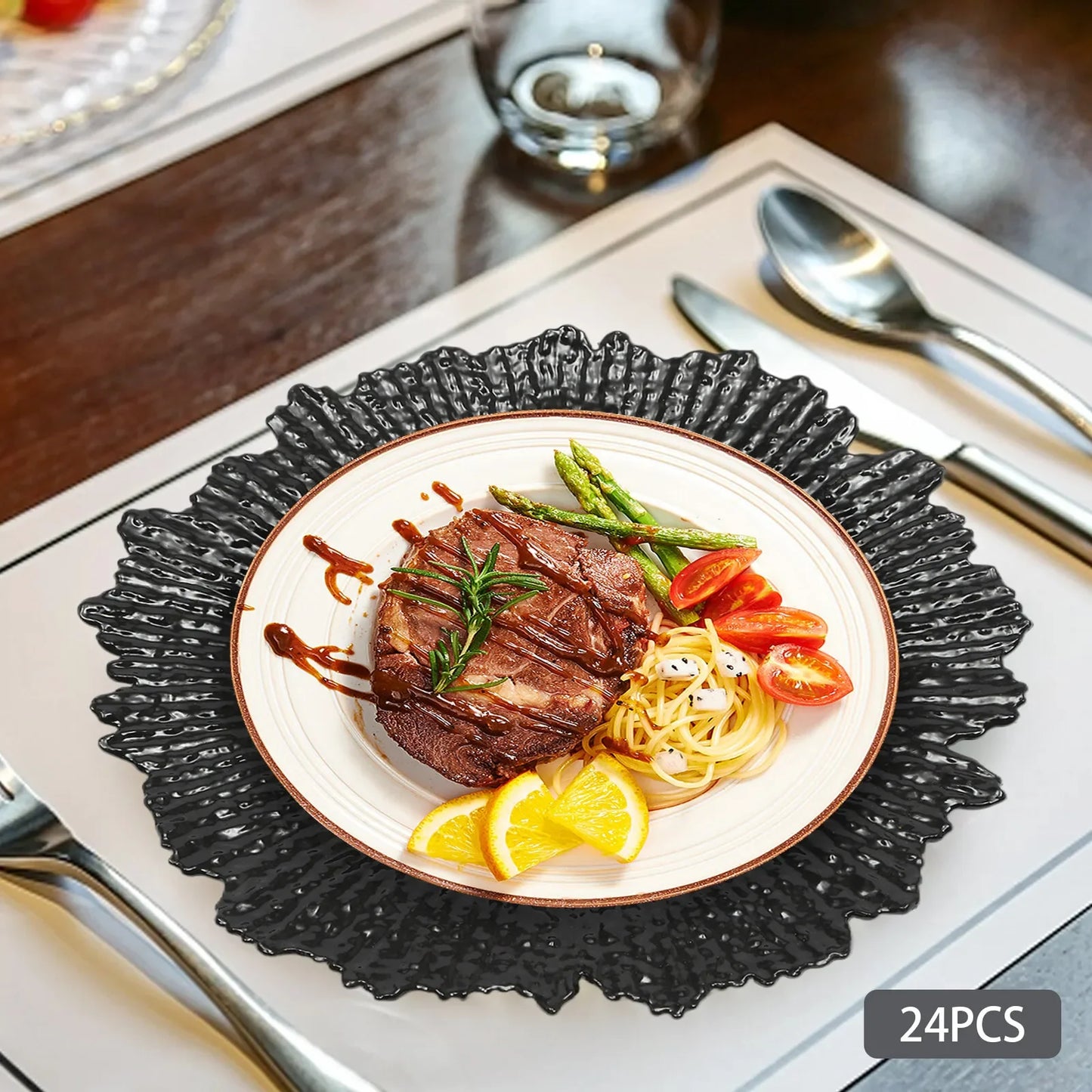 Modern 12.6In Charger Plates With Stackable Scald Proof Rim