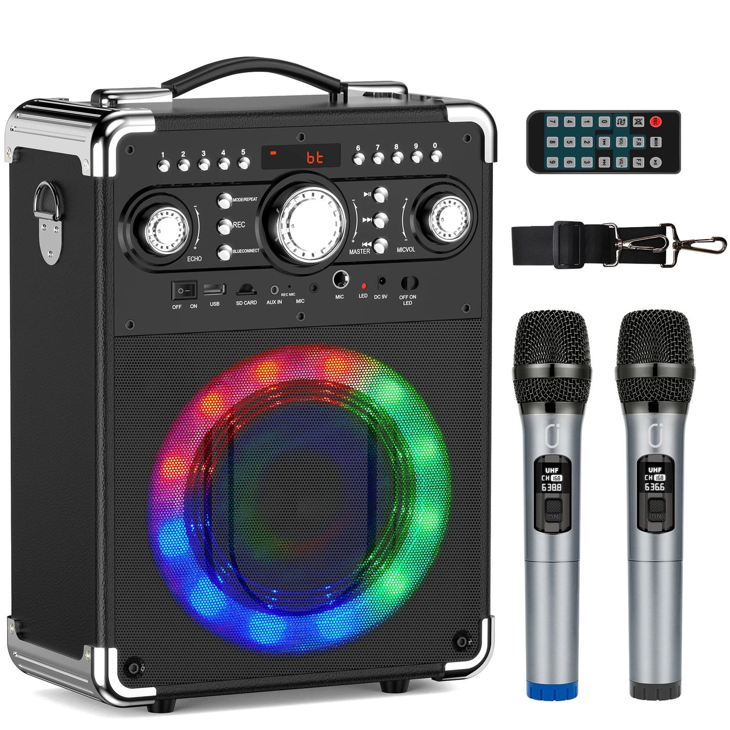 FanFun Karaoke Machine with DJ Disco Ball and 3 Mics