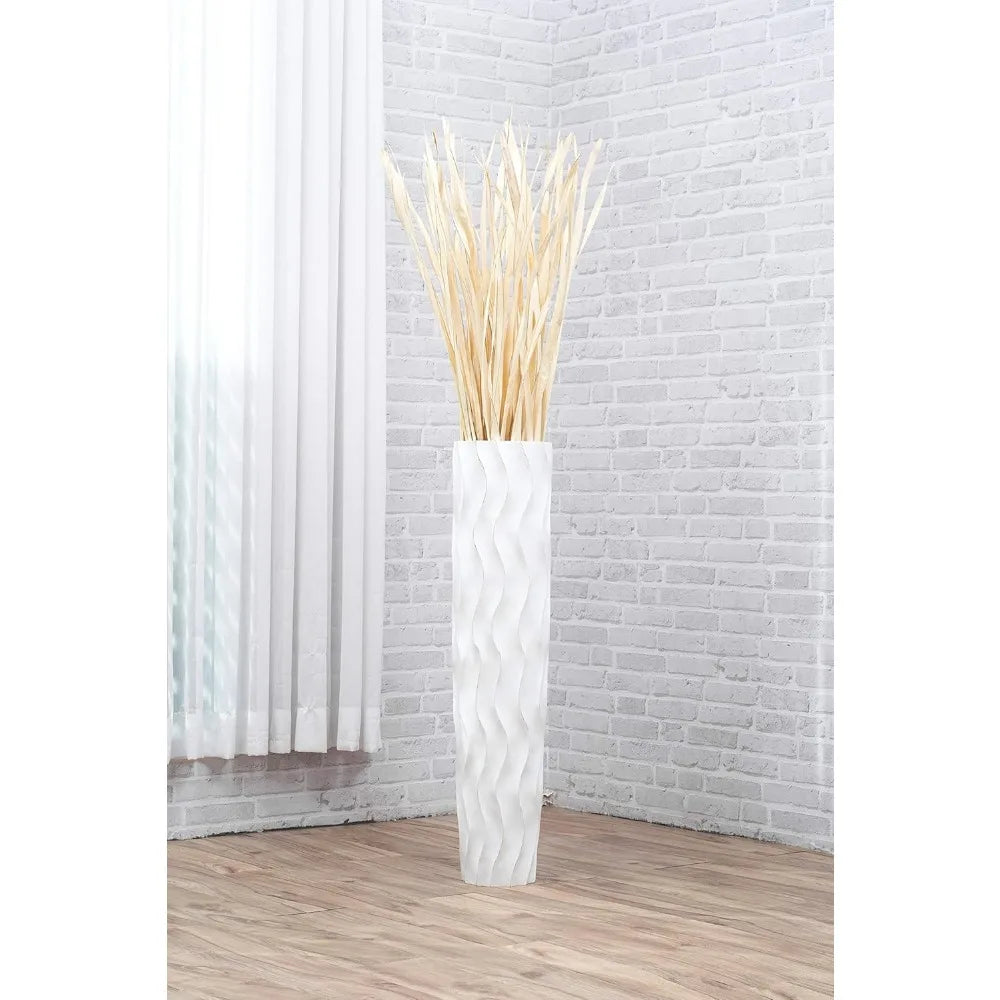 Rustic Mango Wood Floor Vase 34 Inch Tall Farmhouse Decor