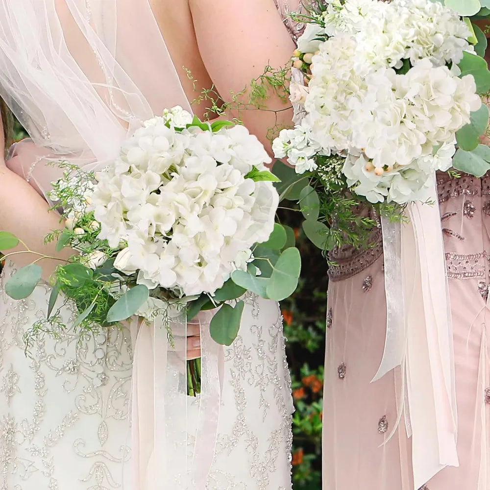 Ivory Silk Hydrangea Flowers 204Pcs With Stems For Weddings