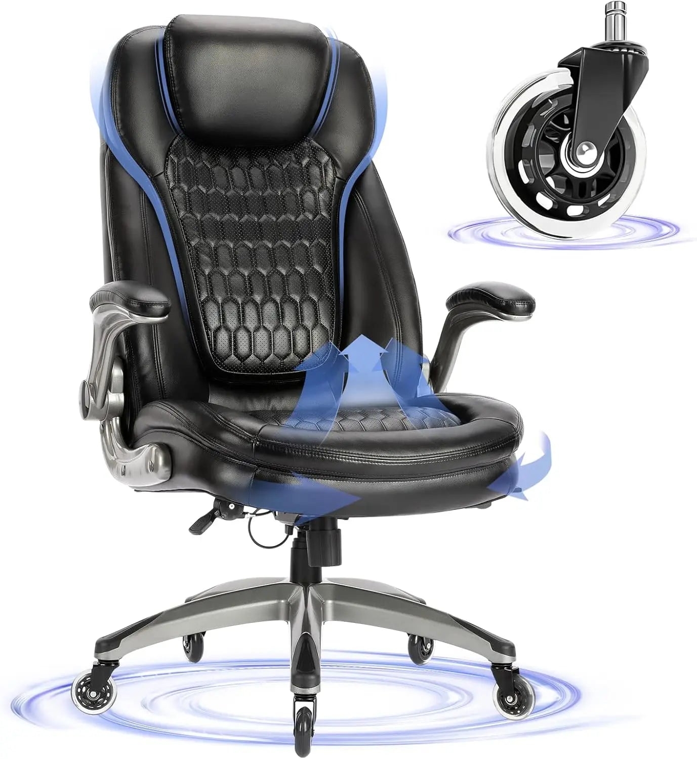 Ergonomic Computer Office Chair High Back Leather Swivel