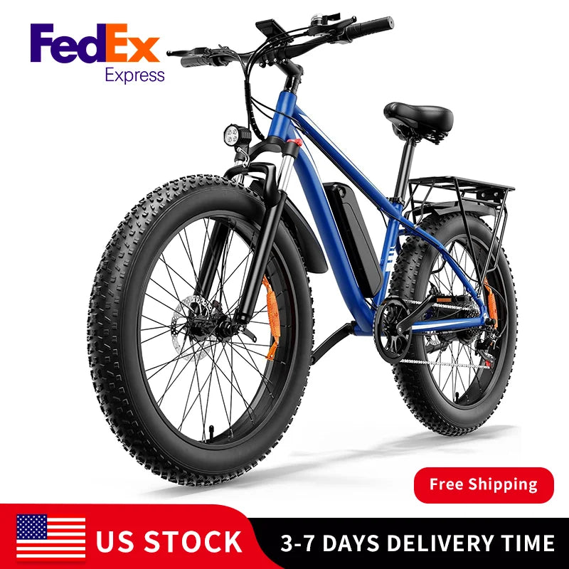 High Power 1000W Fat Tire Electric Bike With 48V Battery