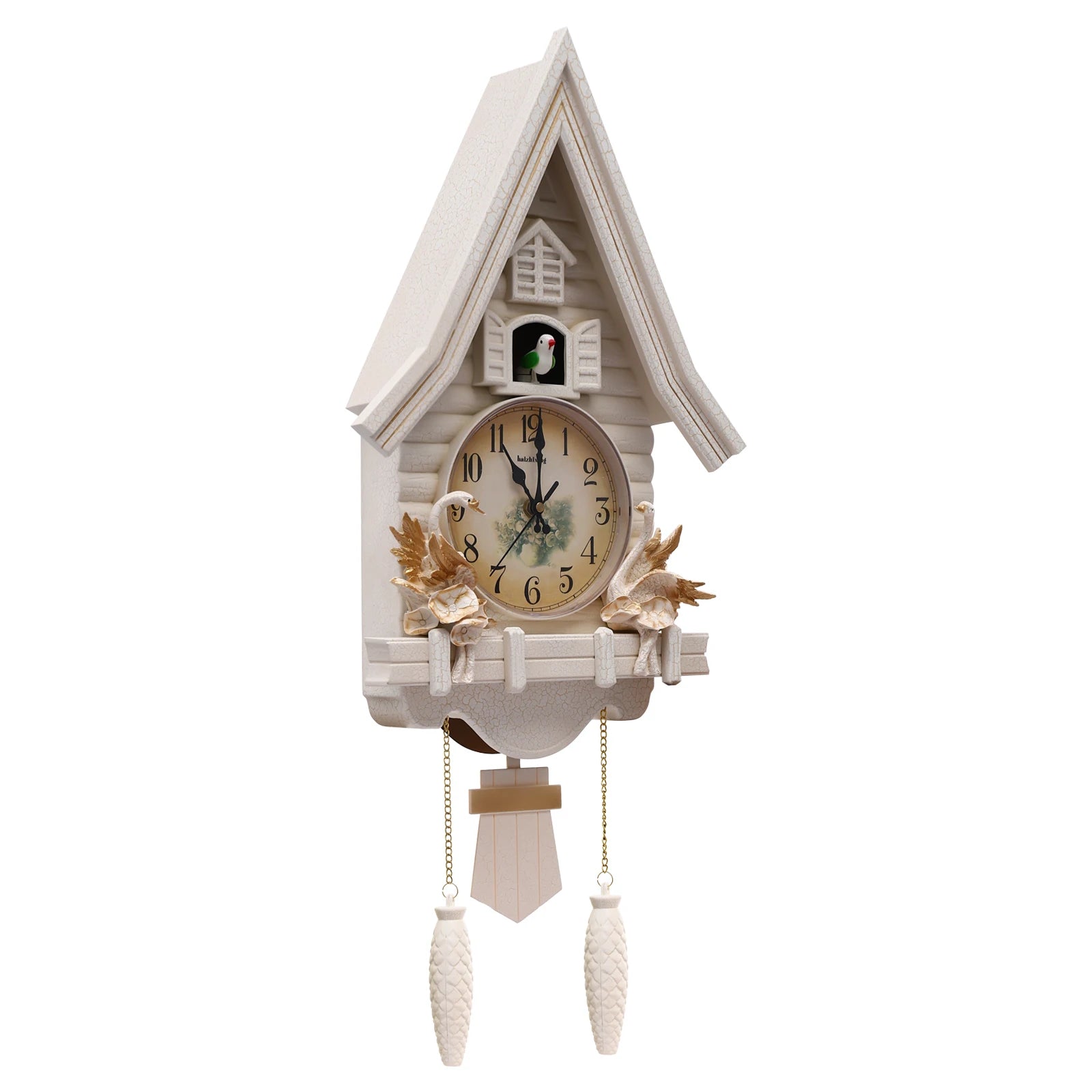 Antique White Cuckoo Wall Clock Creative Design Battery Operated - Antland Marketplace