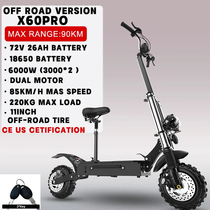 Electric Scooter For Adults Dual Motor Folding With Removable Seat