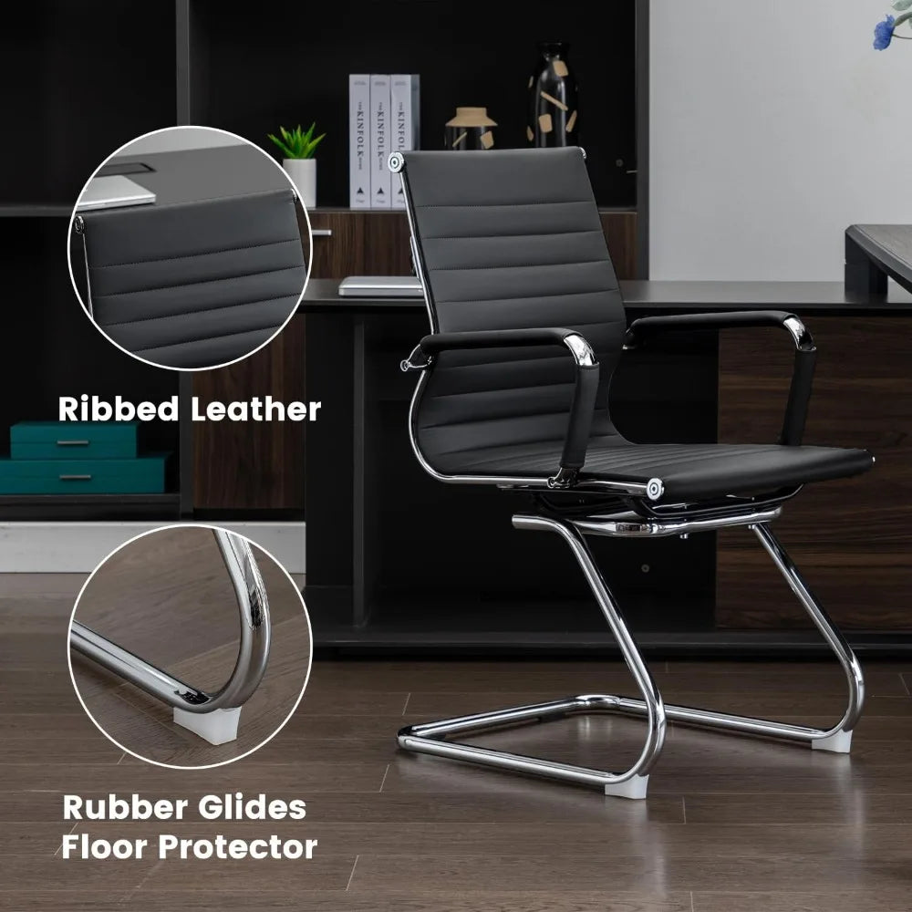 Modern Leather Office Chair Set Of 2 For Reception Rooms