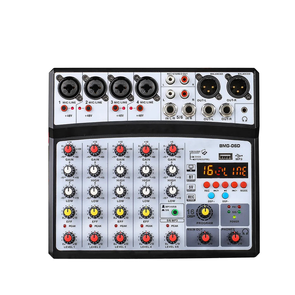 BOMGE Wireless 6 Channel Audio Mixer USB Sound Card